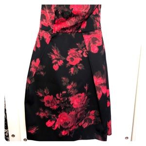 Red & black floral rose dress